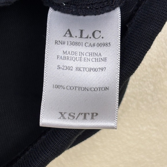 A.L.C. Wren Tee Crop Top Womens Size XS Black‎ Cotton Corset Short Sleeve Chic - Picture 6 of 7